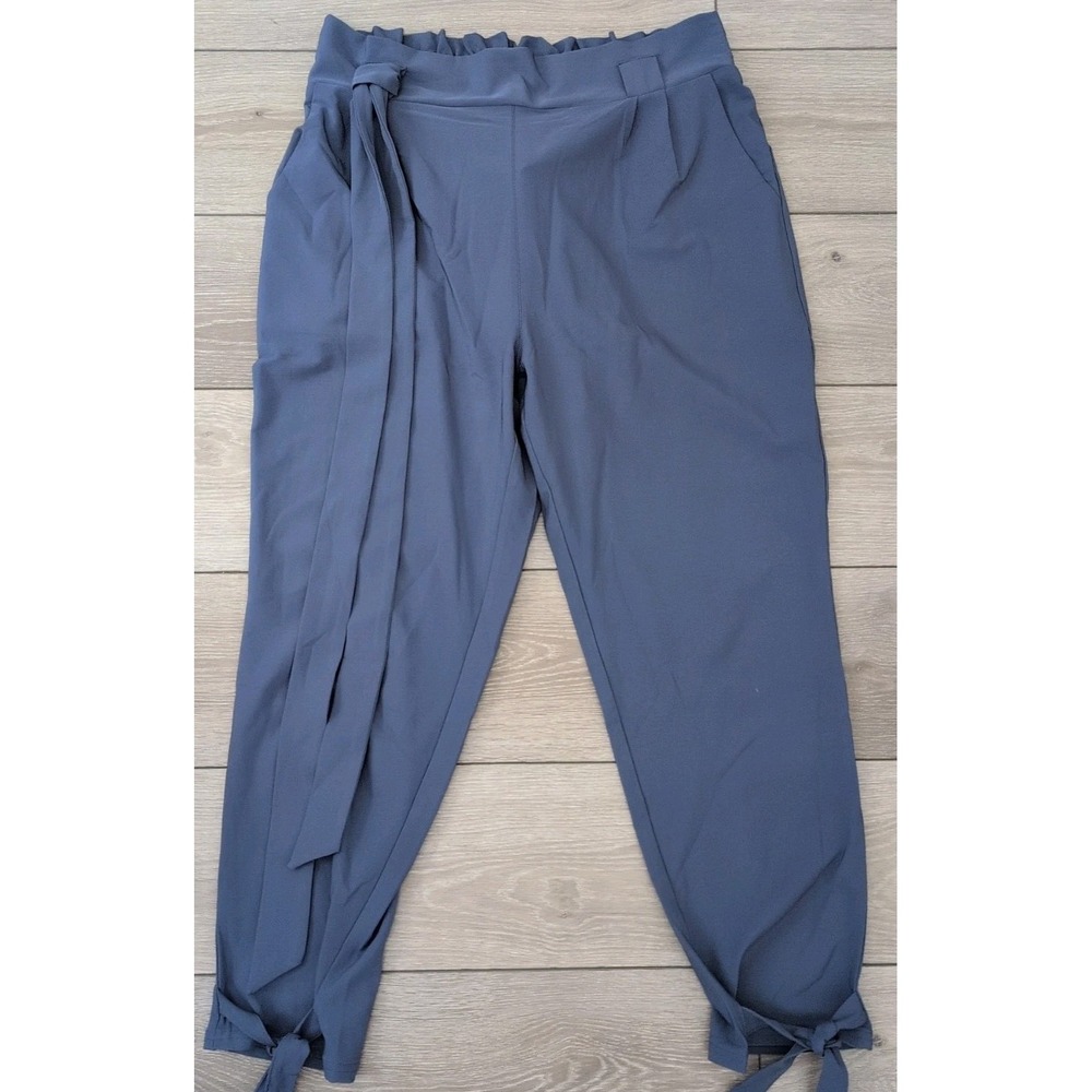 GRACE KARIN High Waist Pockets Bow-Knot Cropped Paper Bag Pants Blue Size 2XL